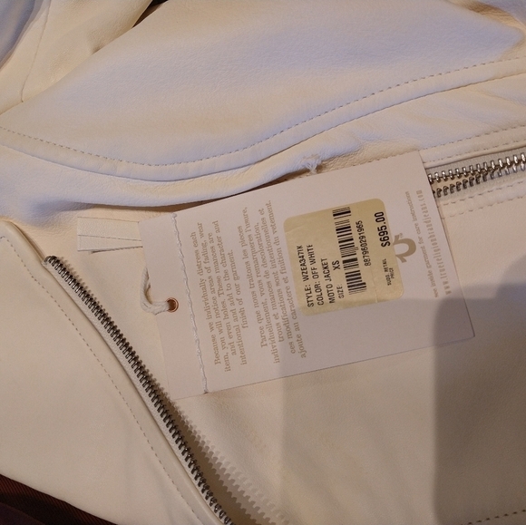 True Religion Off White Leather Moto Jacket - Picture 16 of 16